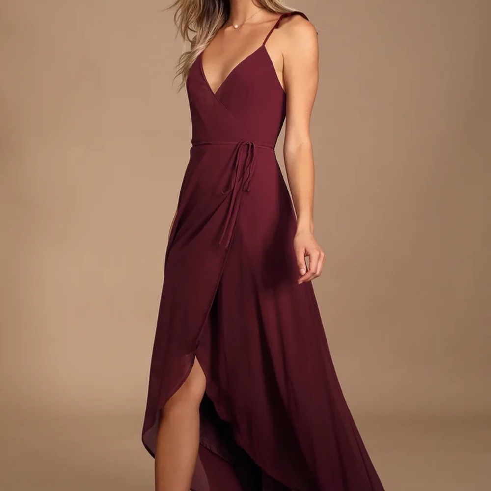 Lulu’s burgundy high low maxi dress